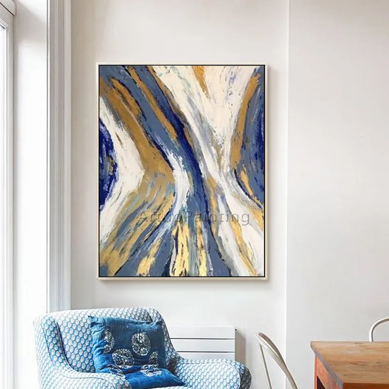Gold art modern abstract painting on canvas wall art pictures for living room thick texture quadro caudro decoracion wall decor