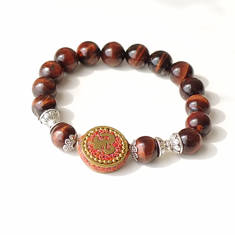 10 мм красный тигровый глаз бусины Strand Charm мала для чакр женский мужской браслет