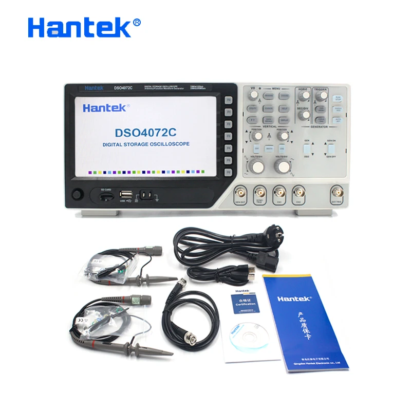 Hantek официальный DSO4072C 2 канальный цифровой осциллограф 1 канал произвольный/Функция генератор сигналов 70 МГц диагностический инструмент