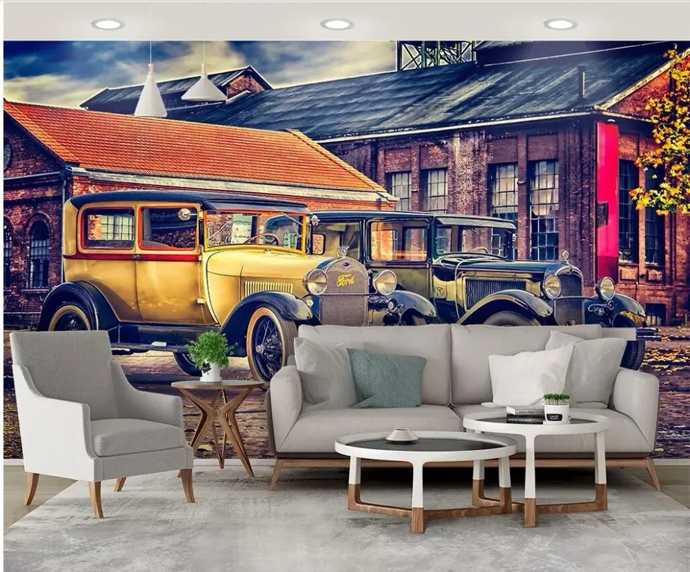 

3d photo wallpaper custom mural European nostalgic town retro car home decor living room 3d wall murals wallpaper for walls 3 d