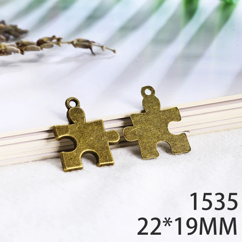 

22*19mm 8pcs JigsawPuzzle Alloy Pendant For Diy Jewelry Making 2 Colors Antique Silver Antique Bronze No.1535