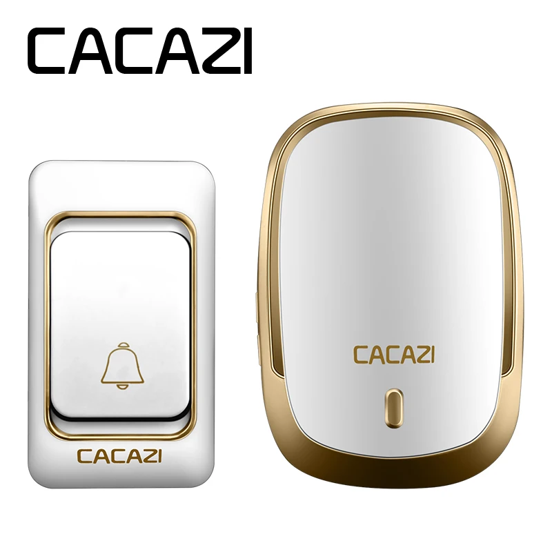 CACAZI K01 AC золото 36 куранты беспроводной дверной звонок 220 В дистанционного управления IP44 LED дома Водонепроницаемый дверной звонок для для людей пожилого возраста 1 кнопка