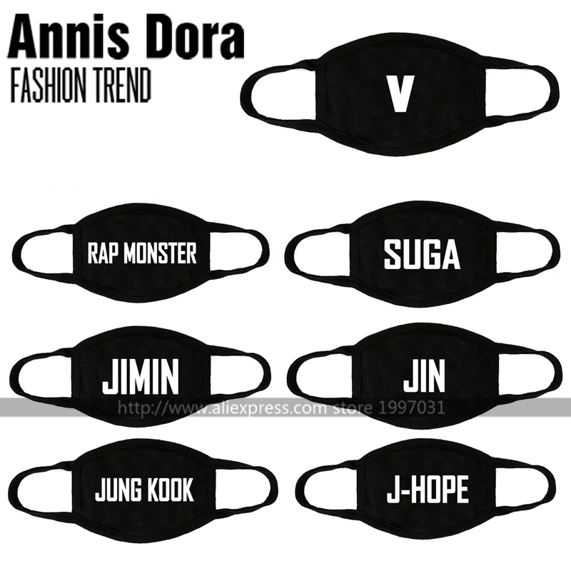 KPOP Bangtan Boys Шуга JIN JIMIN V JHOPE JUNGKOOK маска для рта с изображением рапмонстра |
