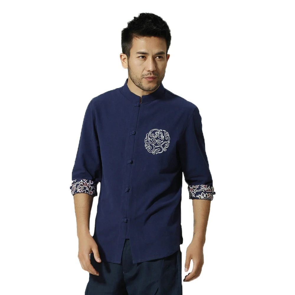 Новинка 2018 винтажная рубашка с рукавом три четверти для кунг фу летняя и осенняя