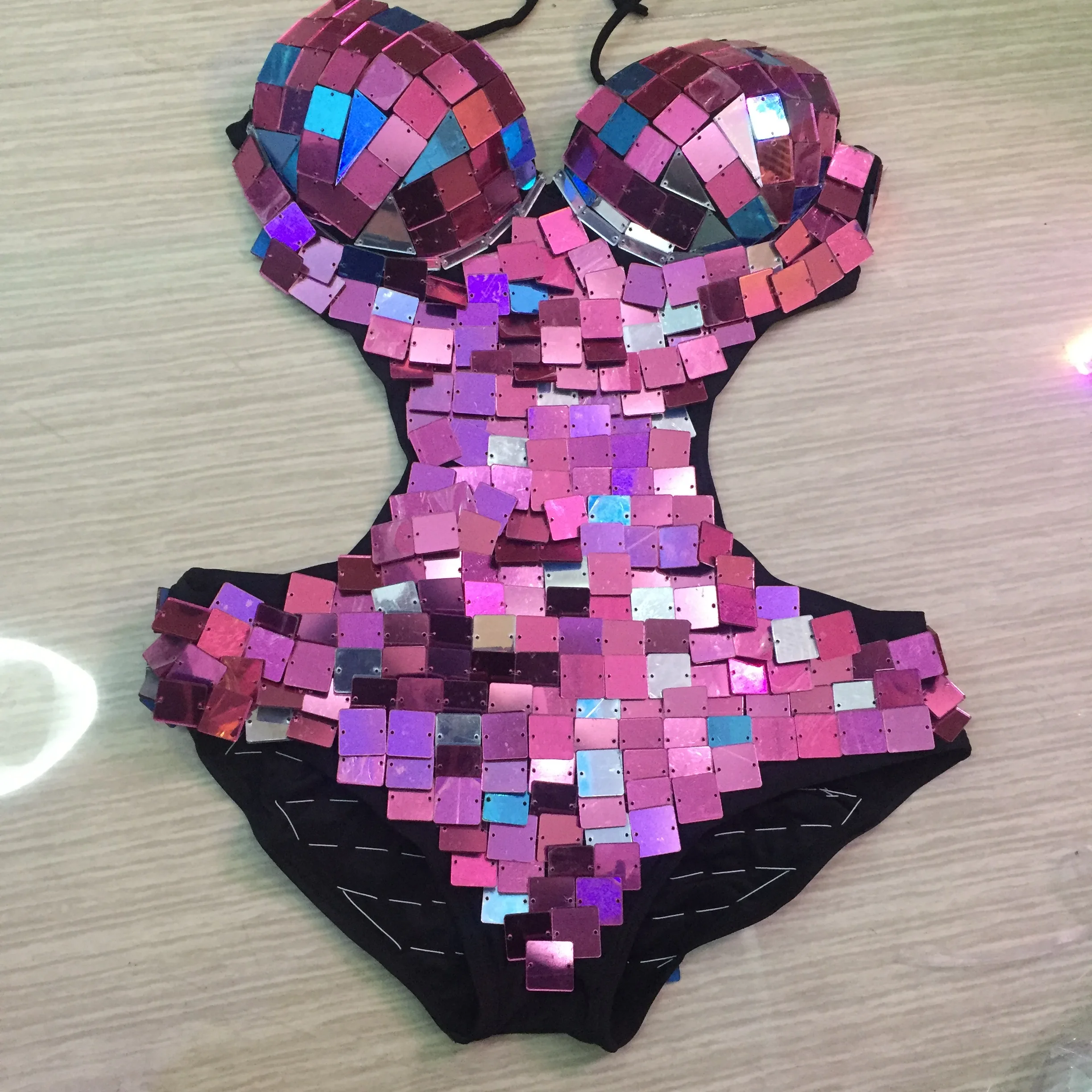 Sexy Female mirror suit Ladies Silver sequin disco ball Woman dress girls dance costume gold glitter bodysuit for evening party |