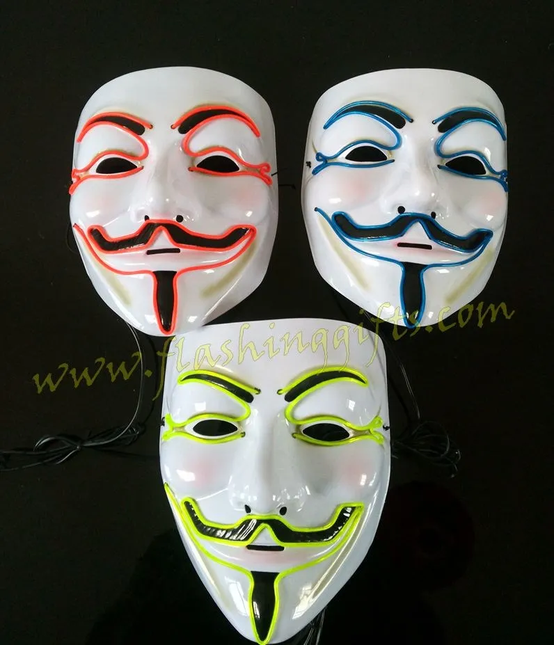 Halloween Mask LED Mask Light Up Party Masks V for Vendetta Cosplay Mascara Horror Mascarillas Glow In Dark Masque