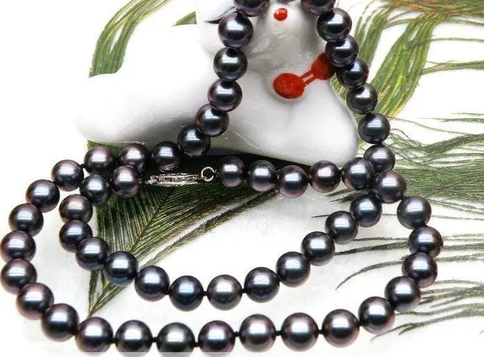 gorgeous tahitian 9-10mm round black red pearl necklace 18inch | Украшения и аксессуары