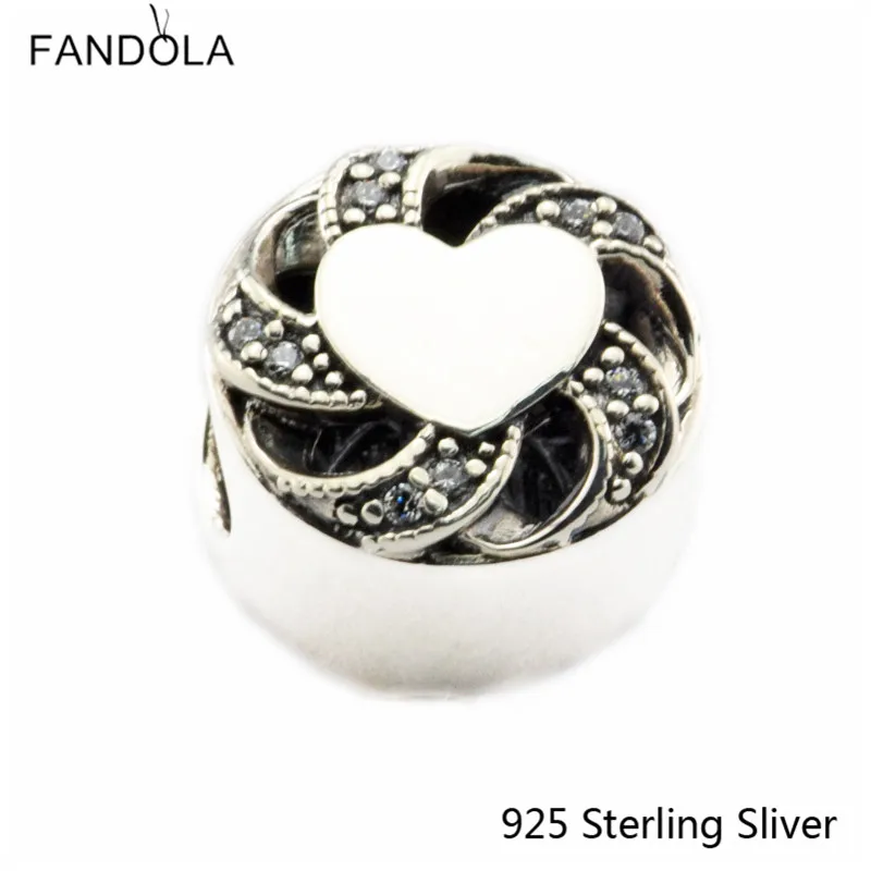 

CKK 925 Sterling Silver Ribbon Heart Fashion Charms Beads Fits Original Bracelets & Bangle DIY Jewelry