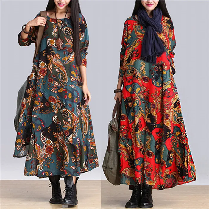 Осень-зима 2017 богемное длинное Цветочное платье для беременных женщин