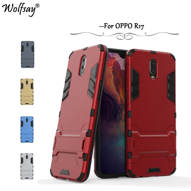 

Wolfsay Case Oppo R17 Pro Cover Luxury Armor Robot Silicone Hard Phone Case For Oppo R17 Pro Shell OPPO R17 Pro Kickstand Fundas