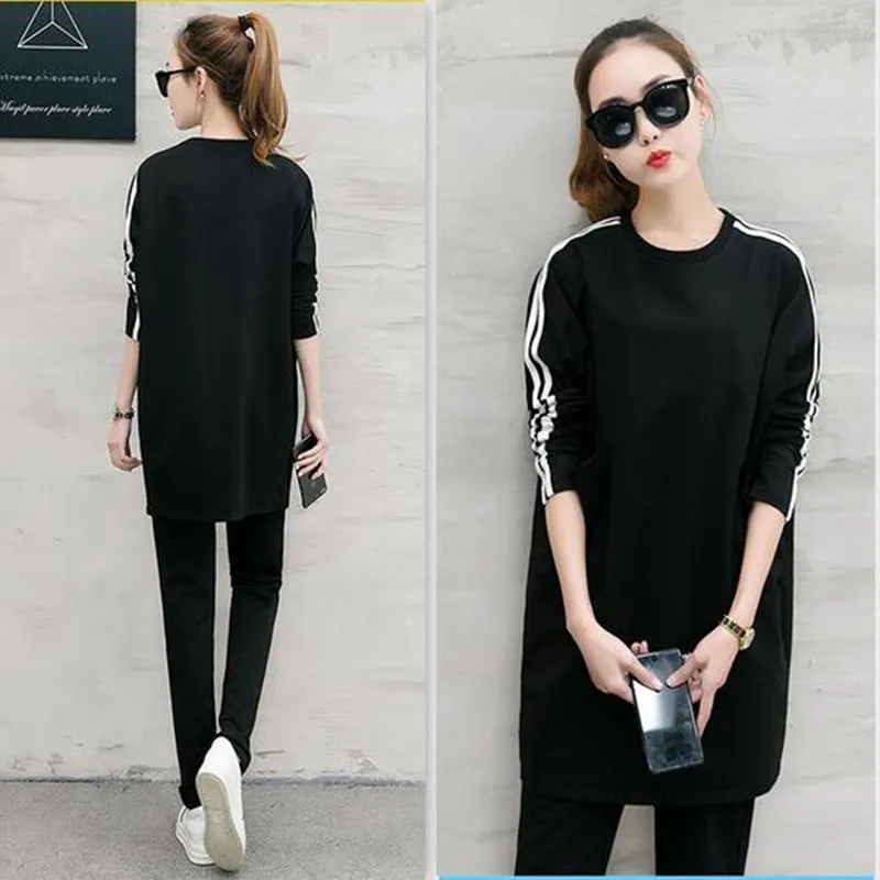 Для женщин костюмы Новинка 2017 года осень Большие размеры шею Топы + брюки