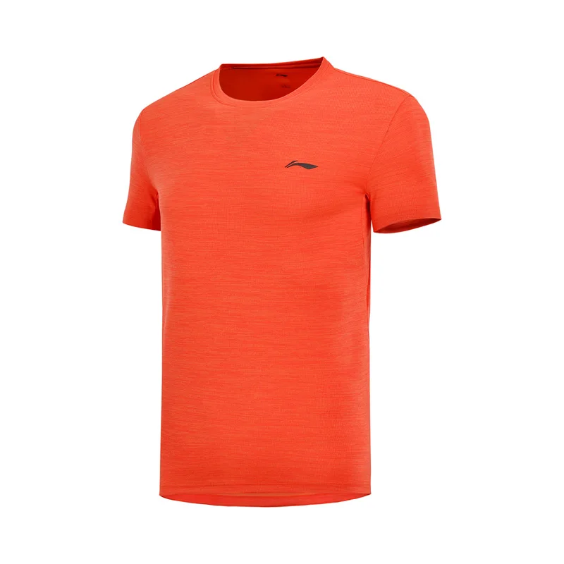Li Ning мужские футболки для бега сухой Смарт 100% полиэстер обычная посадка футболка