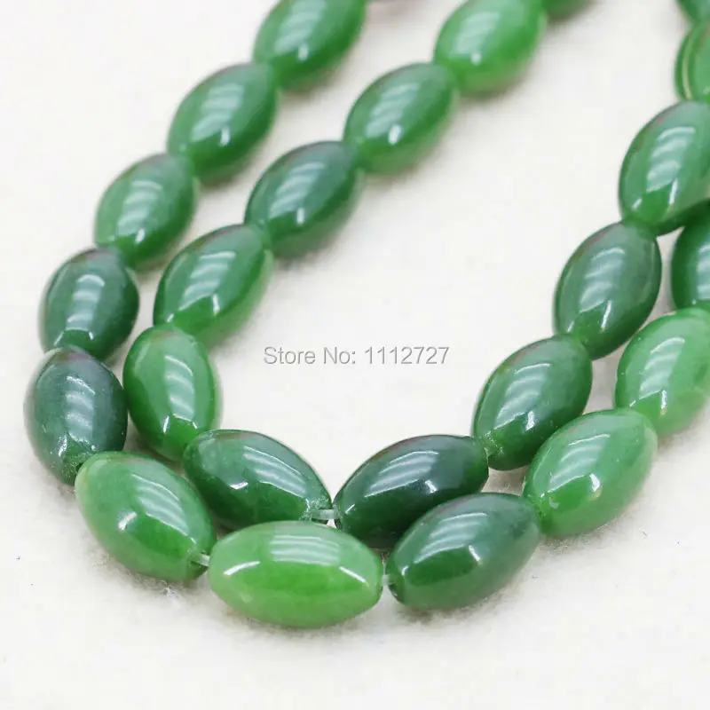 Fashion Green Malay Beads Rice Round DIY Loose Stones Balls Gifts Chalcedony 15inch Jewelry Making Wholesale Accessories 8x12mm | Украшения