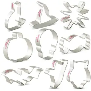 KENIAO Набор для резки печенья на Хэллоуин-череп, тыква, шляпа ведьмы, призрак, конфеты, бисквит Фондант летучей мыши-формы из нержавеющей стали