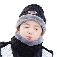 simple parent child 2pcs super warm winter balaclava wool beanies knitted hat and scarf for 3 12 years old girl boy hats