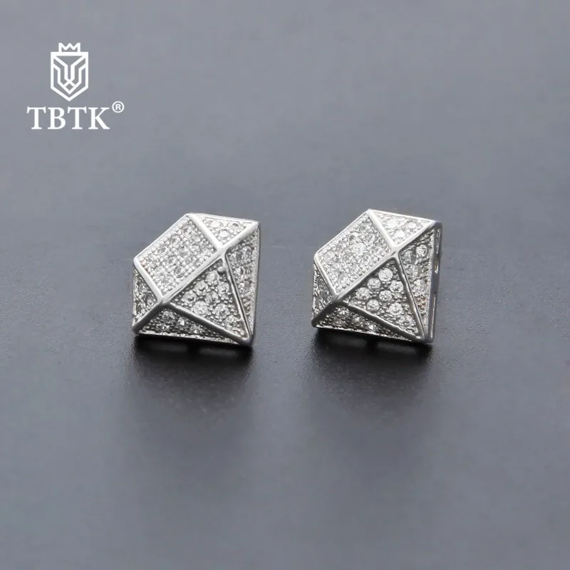 TBTK On Sale Triangle Unisex Earing Simple Style Elegant Charm Trendy Jewelry Cubic Zirconia Crystal Stud Earrings Men | Украшения и