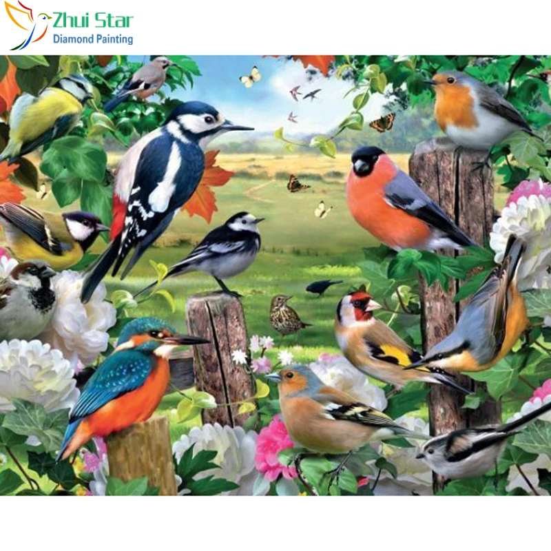 

Zhui Star 5D DIY Full Square drill Diamond Painting Embroidery Birds in the forest Cross Stitch Rhinestone Mosaic home decor