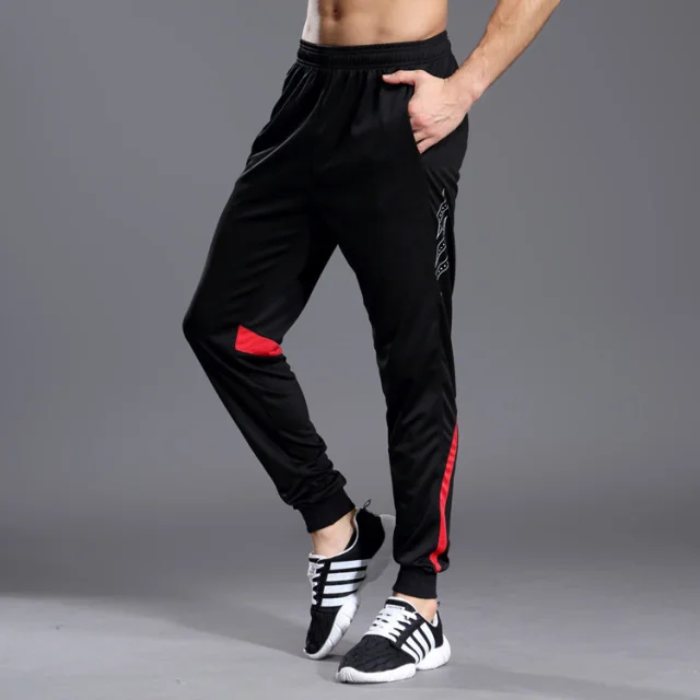 black red Pantalones deporte chandal, обтягивающие футбольные мужские тренировочные штаны для футбола, мужские спортивные штаны для фитнеса, пешего туризма, тенниса, бега - Цвет: black red