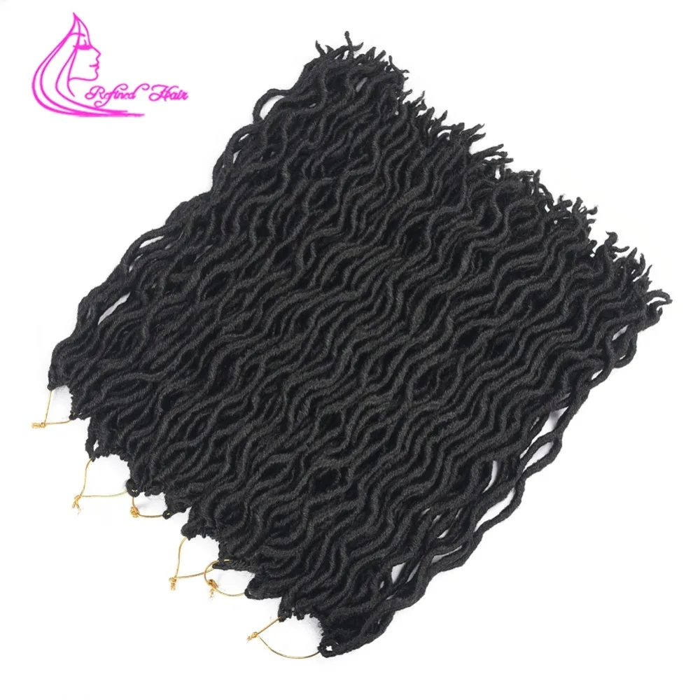 Утонченные волосы богиня Faux locs CURLY вязанные косички Омбре коричневые плетеные 18