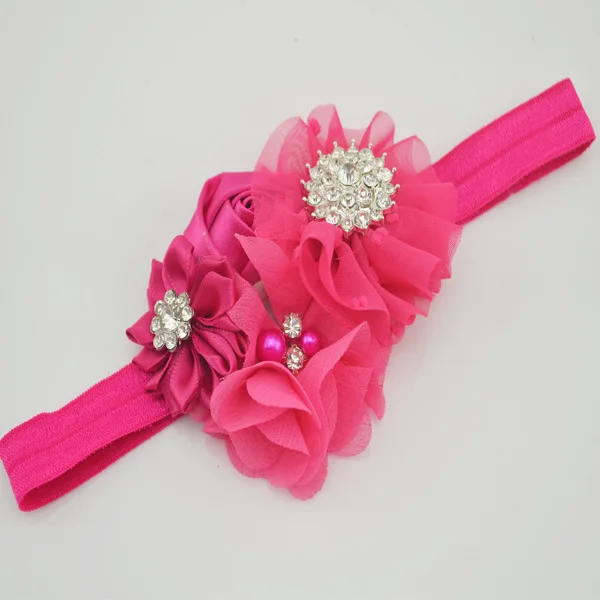 Children chiffon flower rose belt baby alloy CZ buckle with headdress wholesale | Украшения и аксессуары