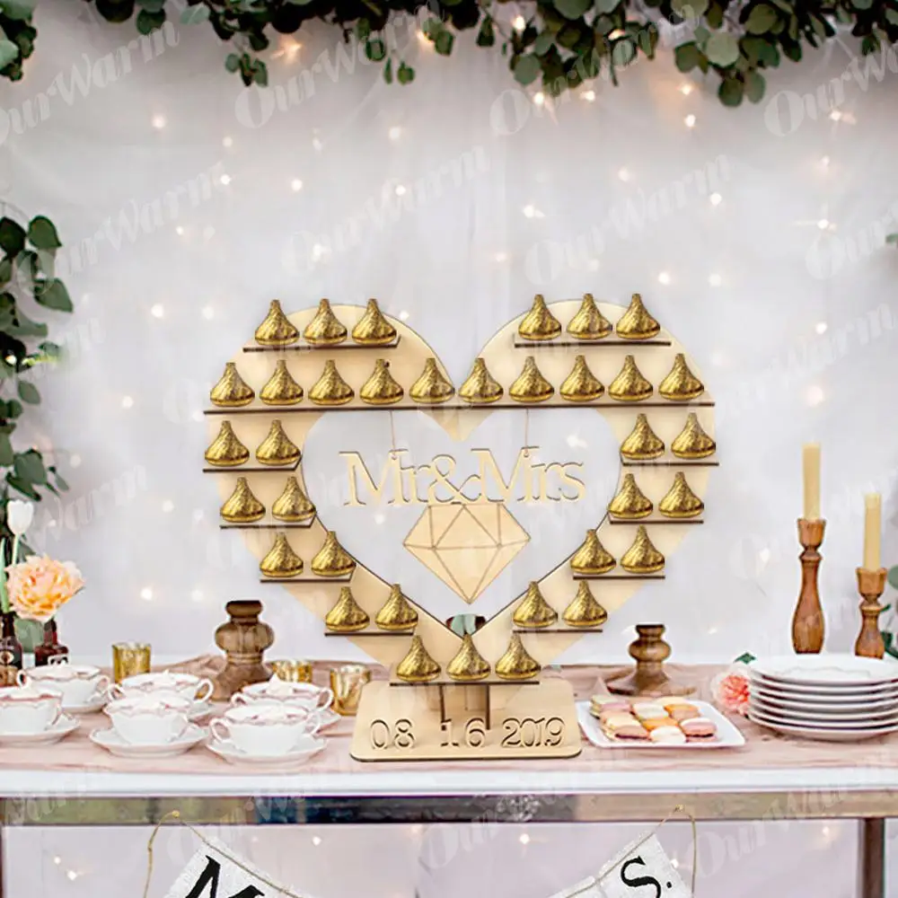 OurWarm Mr and Mrs подставка для шоколада Ferrero Rocher подставка Свадебные украшения Сердце Дерево Свадебные витрины