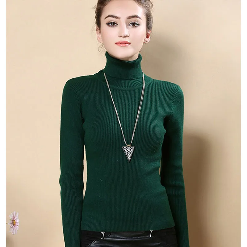 Women's Sweater 2019 Autumn Winter New High Collar Cashmere Long Sleeve Thickening Pullover Wild A184 | Женская одежда