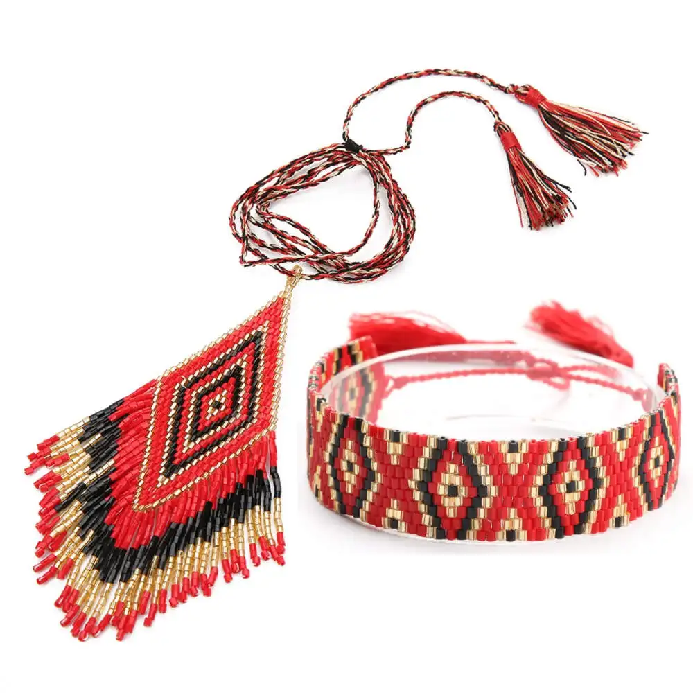 Go2hobo MIYUKI браслет Ювелирные наборы женские красные бусы Delica Бохо ожерелье ювелирные изделия ручной работы Pulsera ювелирный набор свадебный подарок