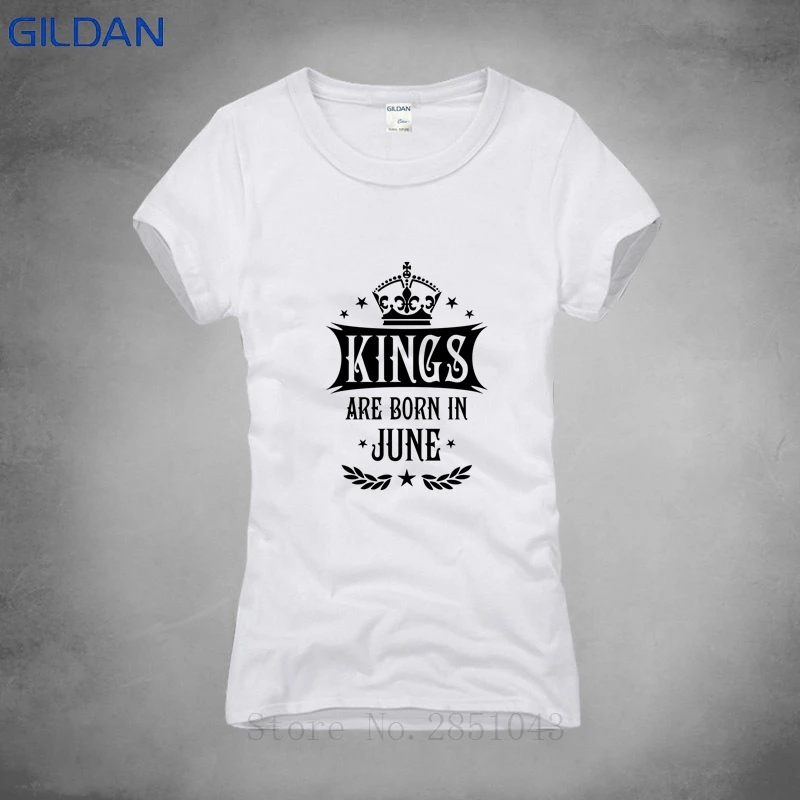 Черная футболка женская с коротким рукавом Kings Are Born In June King Happy Birthday забавная 100% 2018