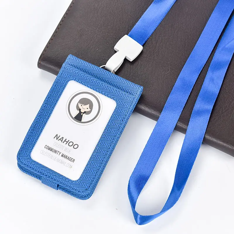 Blue Nahoo чехол из искусственной кожи для удостоверения личности с прозрачными и цветными краями и отверстиями для крепления банковских кредитных карт, держатель для удостоверения личности, аксессуары - Цвет: Blue