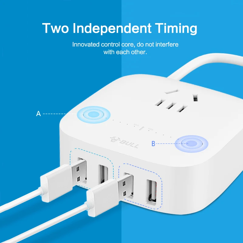 BULL 4-портовое USB ЗУ для мобильного телефона универсальное быстрое зарядное