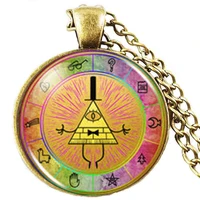 new popular steampunk 1pcslot cartoon bill cipher wheel club bill pendant necklace glass mens handmade jewelry womens
