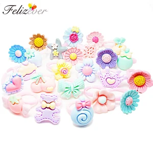 Набор пластиковых колец Felizever для маленьких девочек, 24 шт., для девочек, для ролевых игр, наполнители для пиньяты, милые цветочные вечерние украшения для девочек
