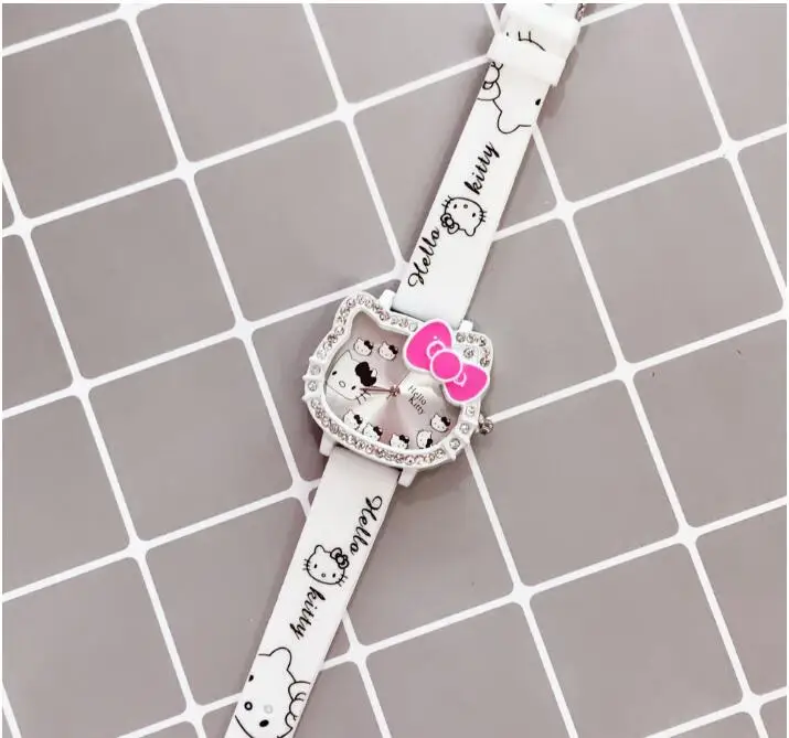 Дети hello Kitty мультфильм девушка студентка силиконовая лента кошка голова милые часы женщины