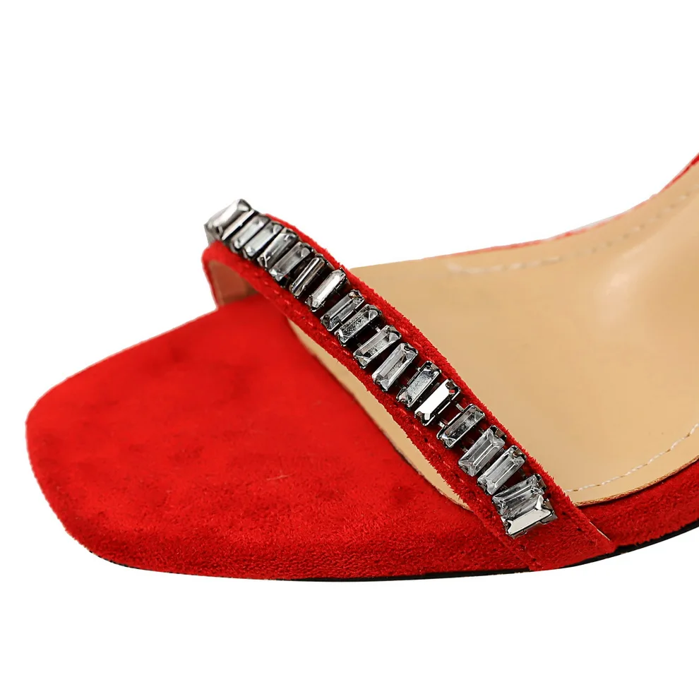 Женские туфли на высоком каблуке 7 см розовые лодочки из флока с кристаллами