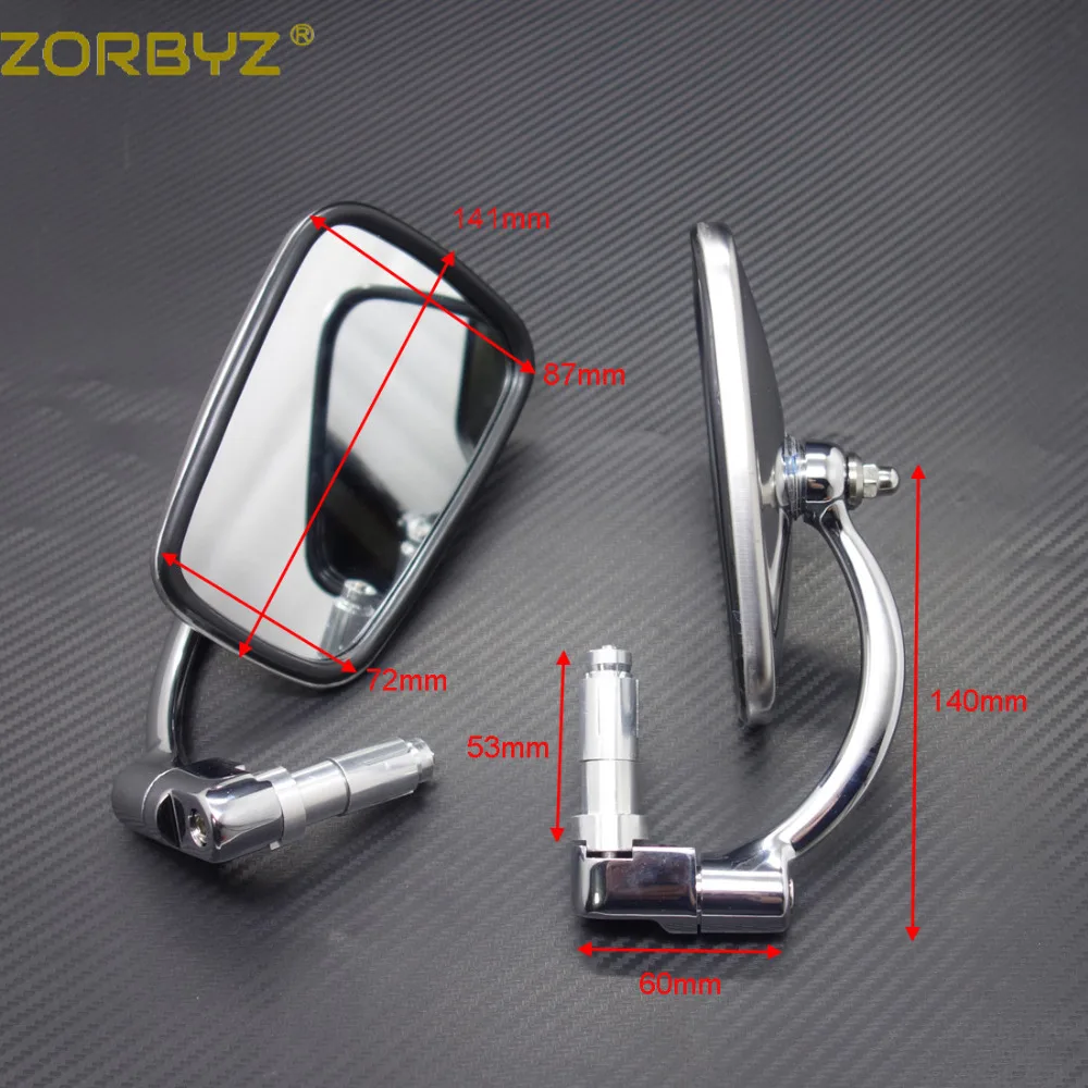 ZORBYZ мотоциклетное зеркало заднего вида 7/8 дюйма 22 мм серебряная металлическая