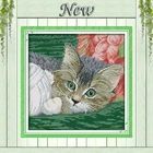 Счетный принт на холсте с изображением кота на веревочке, DMC 14CT 11CT, NKF, наборы для вышивки крестиком сделай сам, наборы для вышивки