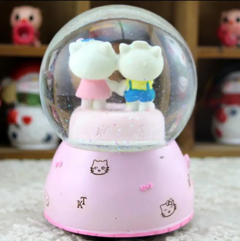 DYZ 807 + Love angel Hello Kitty вращающаяся Музыкальная шкатулка со снежинками Креативные