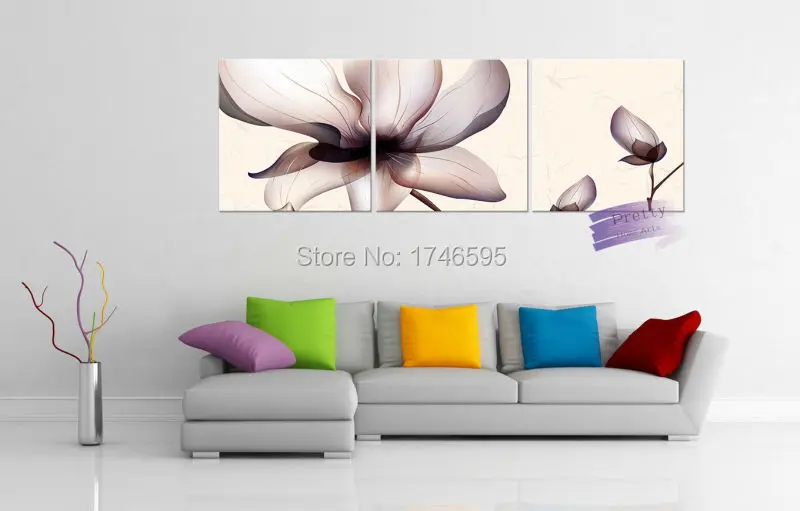 3pcs Big size modern Abstract home decorative Wall Art Picture Canvas prints dark purple flower printed Painting on | Дом и сад