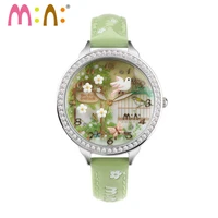mn top brand fashion watch for women waterproof bracelet ladies casual 3d bird girl quartz wristwatch female clock reloj mujer
