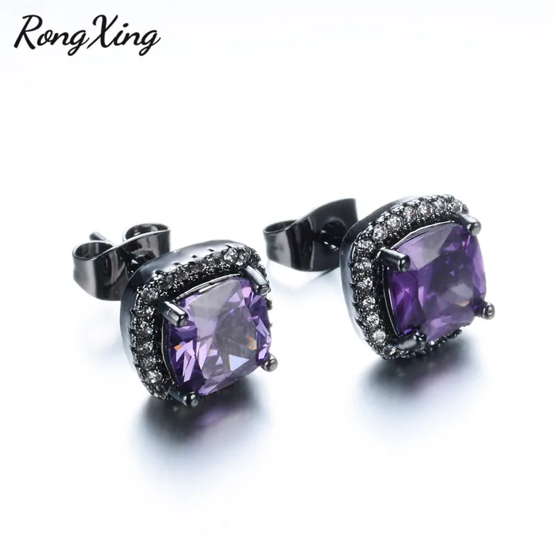 RongXing Женские Модные фиолетовые/зеленые/синие/розовые/белые циркониевые серьги