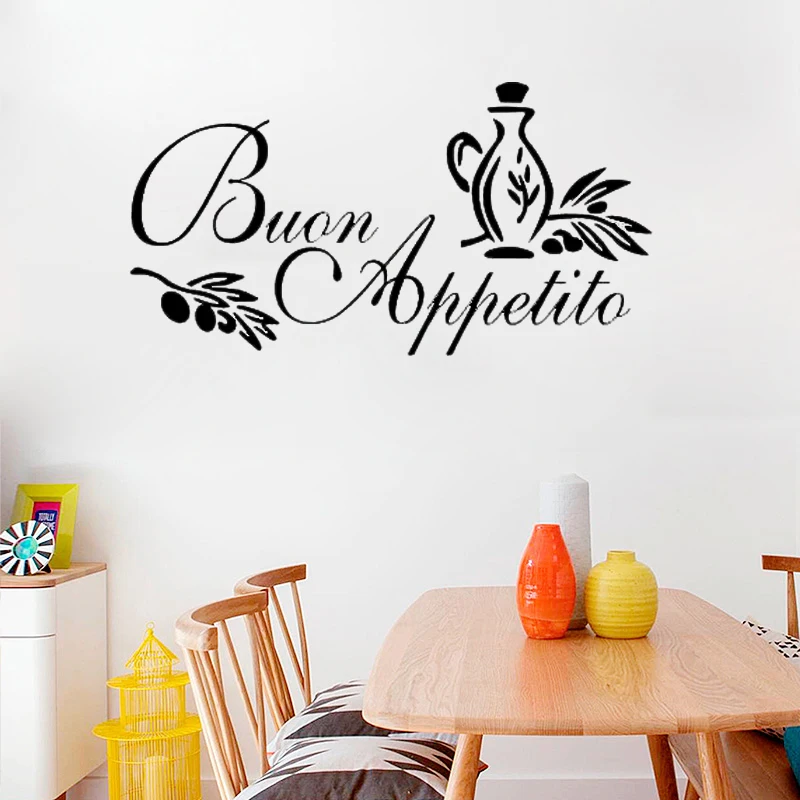 B1 BUON APPETITO стикер для настенного искусства итальянская Цитата кухонная наклейка