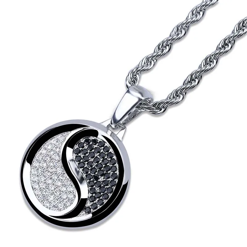 Fashion yin and yang taiji gossip pendant micro inlaid zircon hiphop personality necklace | Украшения и аксессуары