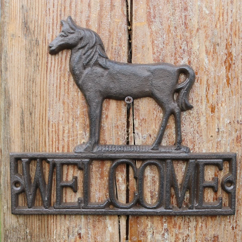 Welcome Signs Plaques Farm House Accents Handmade Vintage Retro Home Garden Wall Decor Animal Figurines