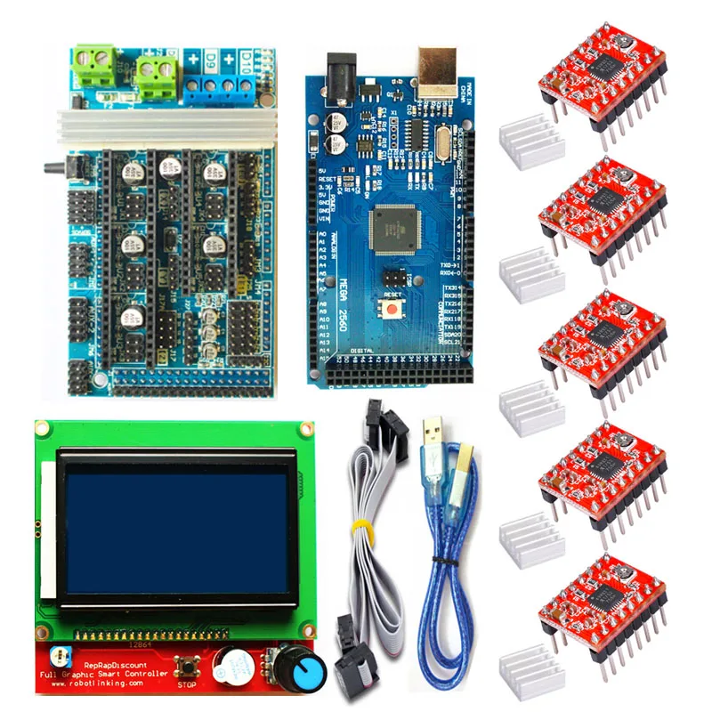 Ramps 1.6 kit upgrade Base on 1.4 1.5 with Mega2560 Board Reprap Control +12864LCD+A4988/Drv8825 Driver 3D Printer Parts | Компьютеры и