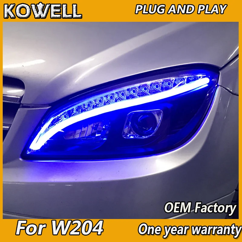 

2 шт. автостайлинг для Benz W204 фары 2007- 2011 C180 C200 C260 светодиодные фары drl H7 hid Биксеноновые линзы ближнего света