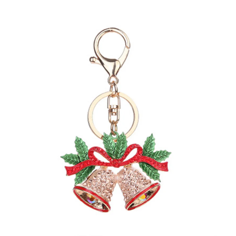 

DoreenBeads Keychain & Keyring Christmas Jingle Bell Gold Green Bowknot Champagne Rhinestone Enamel 10.7cm x 6.4,1 Piece