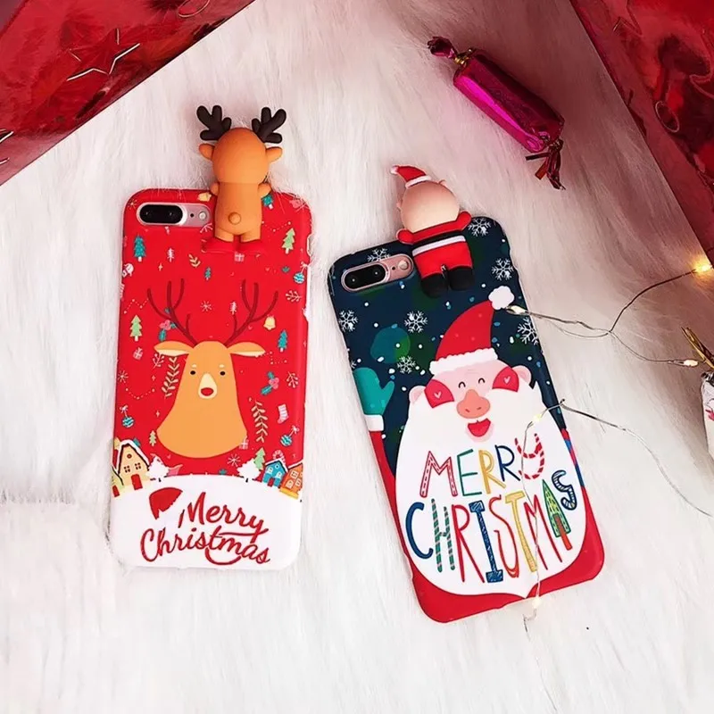 QJW 3D игрушка чехол для телефона с рождественским рисунком iPhone XS XR Max X 8 7 6 S Plus