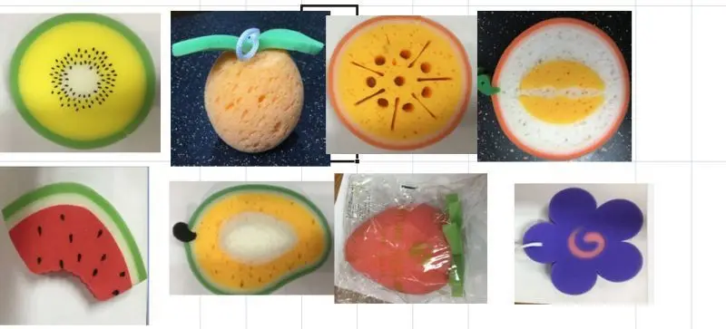 ZH 1PC Creative Cartoon Shower Clean Sponge Fruit Bath Cotton Child |