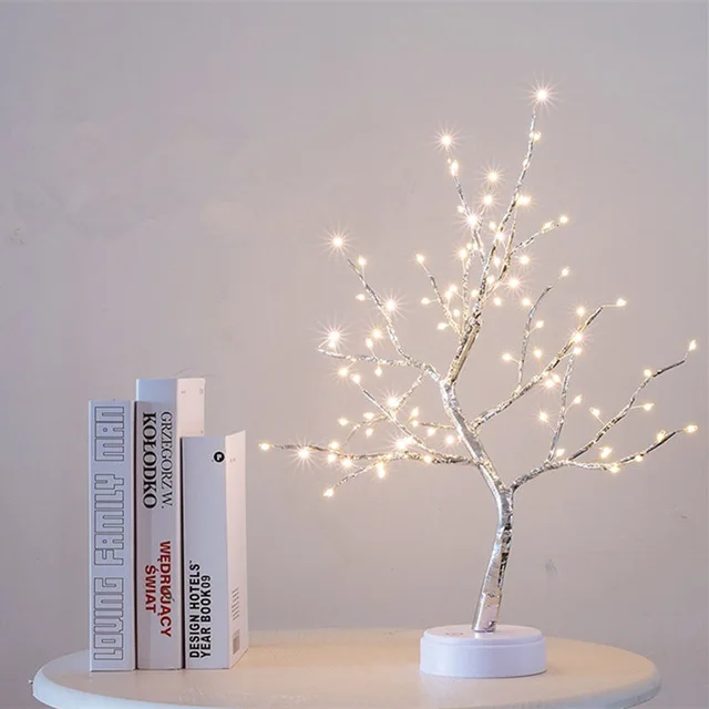 108 LEDS warm Украшение дома ночника для Спальня прикроватная настольная лампа Батарея работать 36 шт./108 шт. светодиодный Медный провод ночной Светильник дерево светильник - Испускаемый цвет: 108 LEDS warm