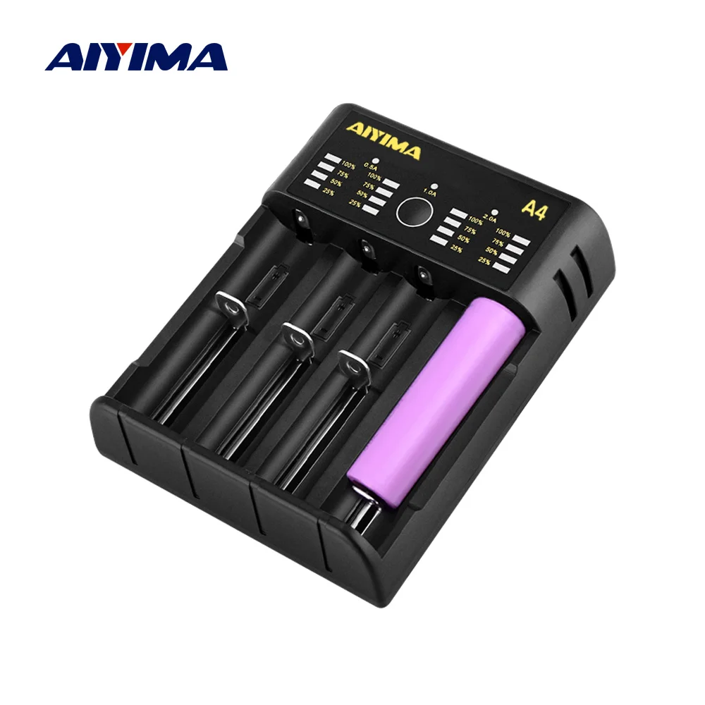 AIYIMA Универсальное зарядное устройство 18650 4 слота AA AAA Li ion USB 21700 интеллектуальная